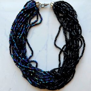 Beautiful beaded necklace one side black one side beautiful metallics